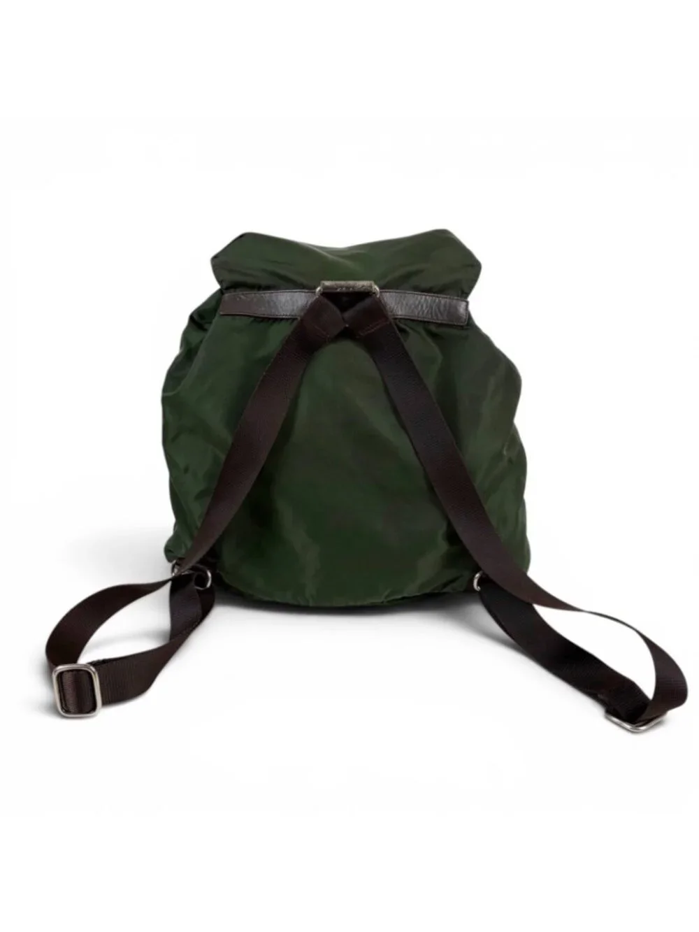 Prada Triangle Logo Backpack Tessuto Nylon Khaki Green